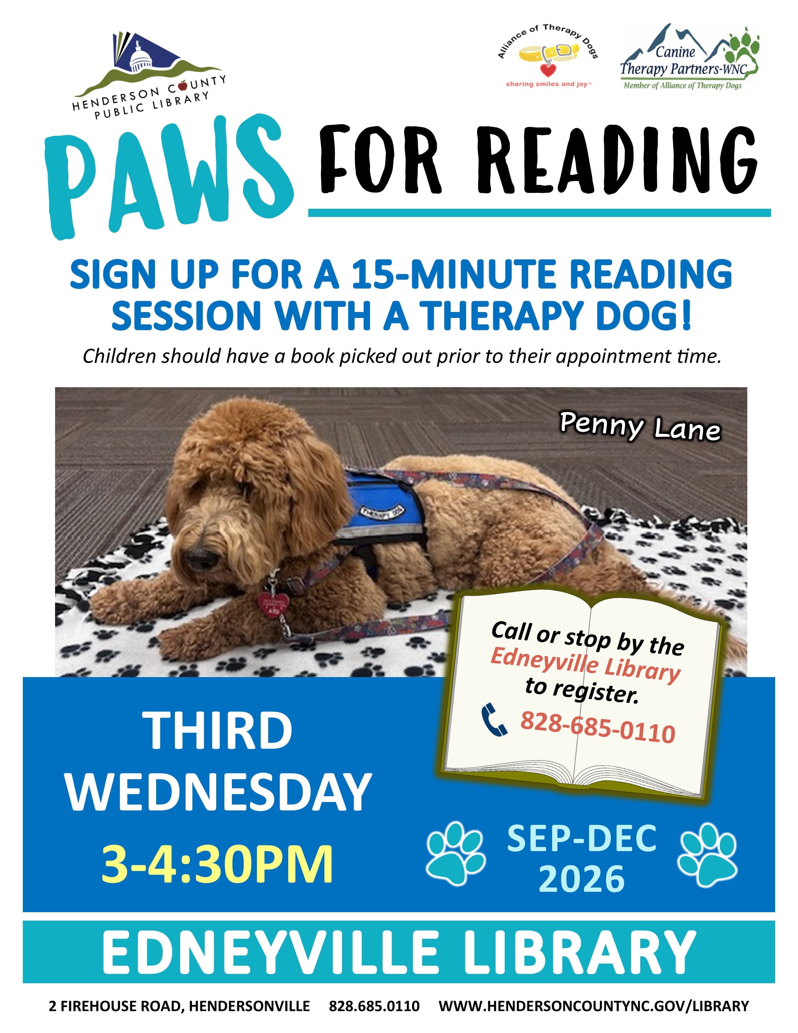PAWS for Reading at the Edneyville Library