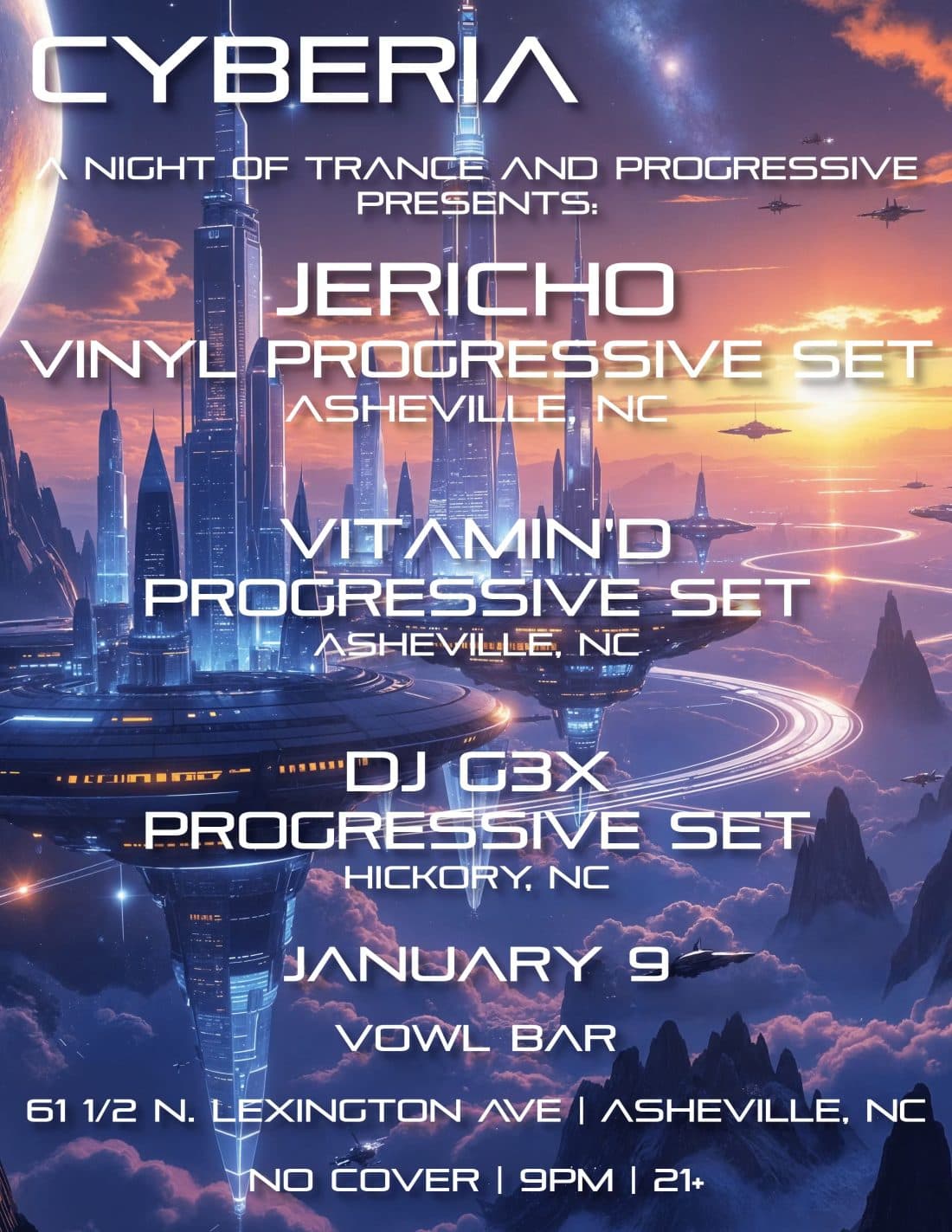 CYBERIA w/ Vitamin’D, Jerhico & DJ G3X
