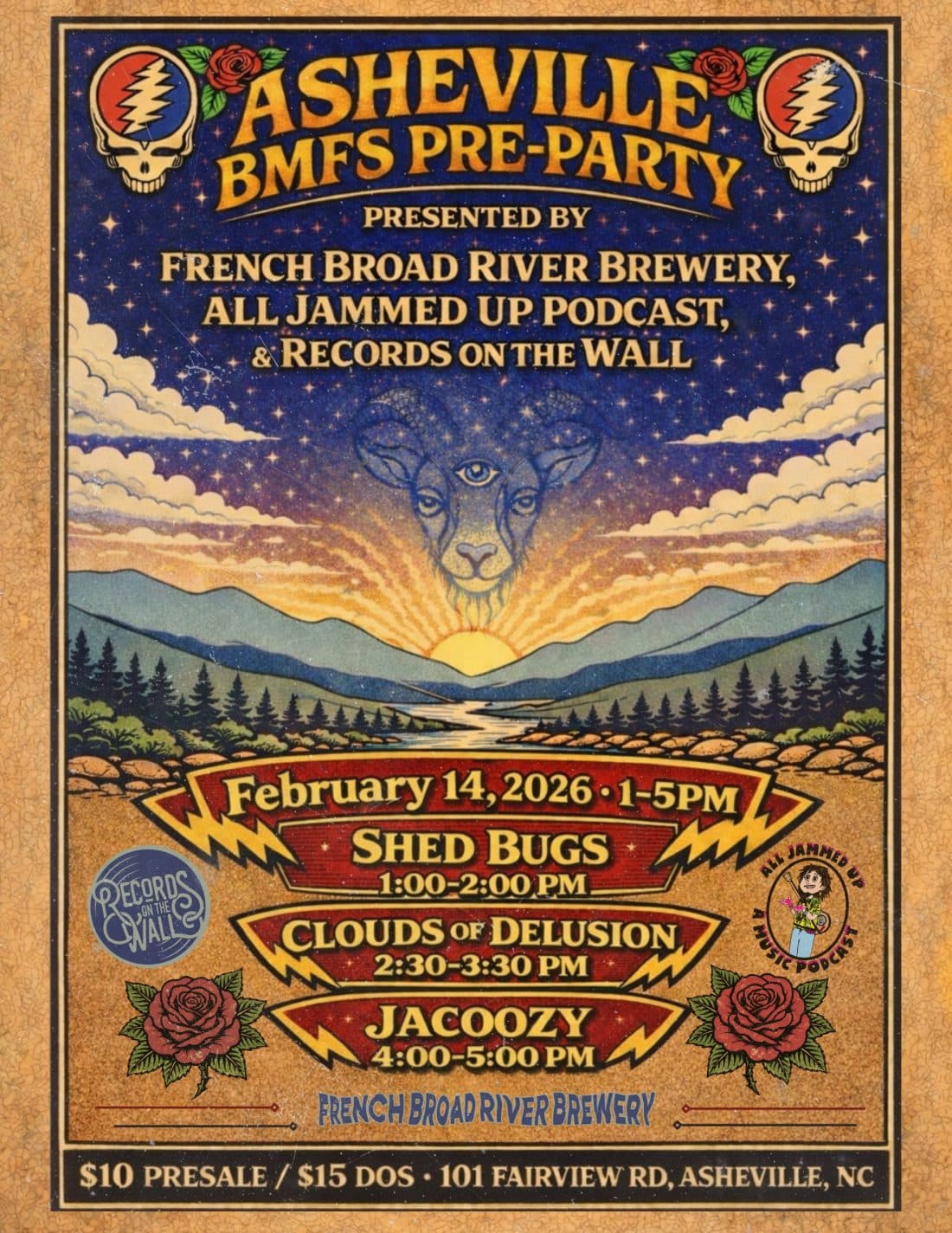 Asheville BMFS Pre-party w/ Shed Bugs, Clouds of Delusion & Jacoozy