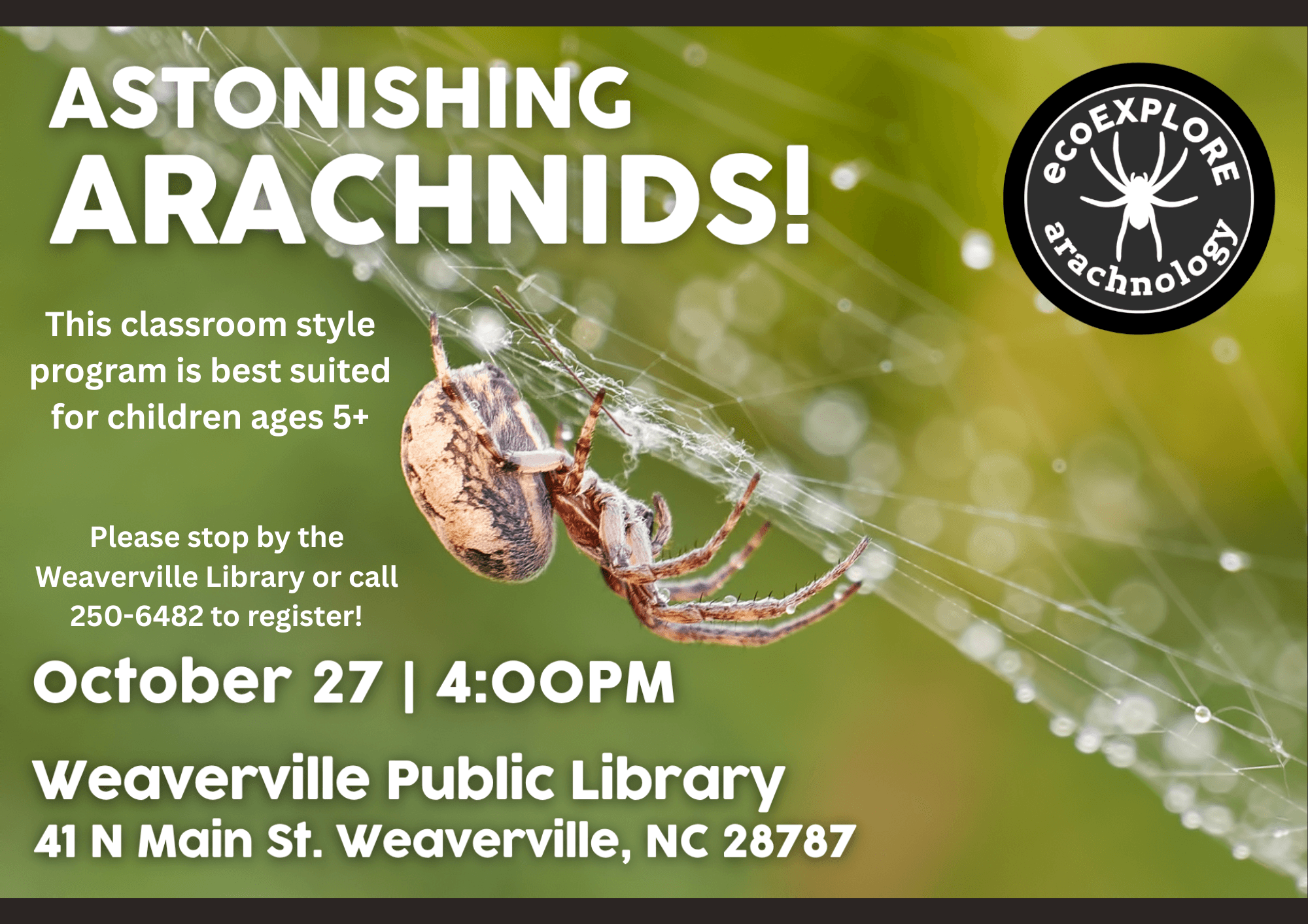 Astonishing Arachnids - an ecoExplore program with the NC Arboretum
