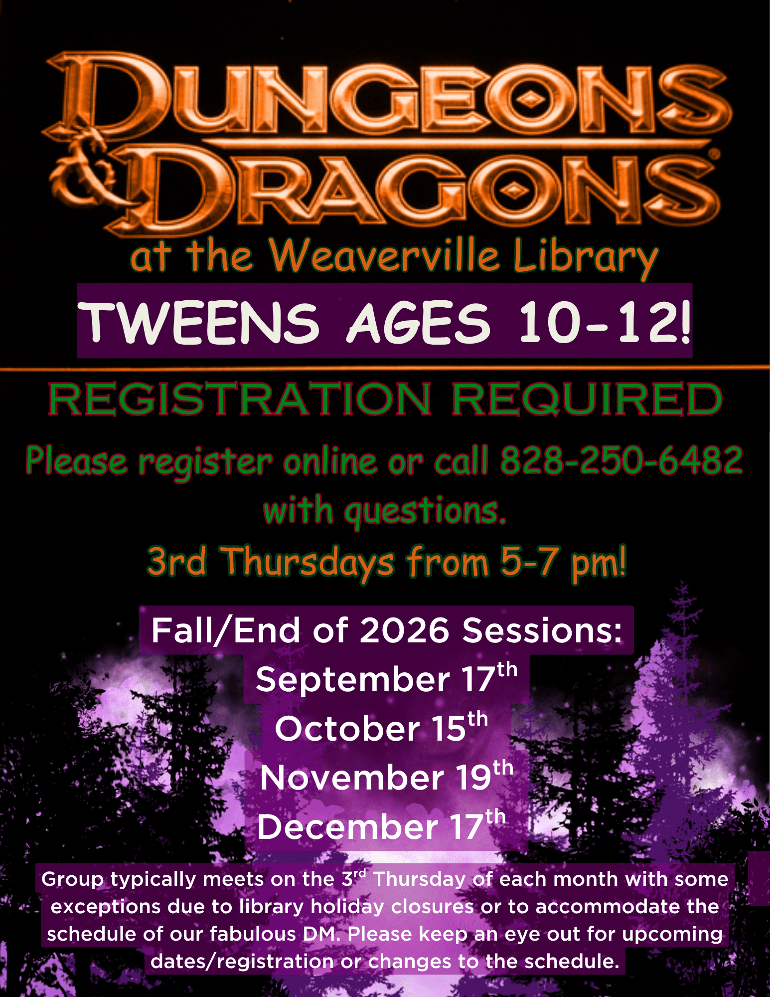 Dungeons & Dragons for TWEENS (10-12) at the Weaverville Library