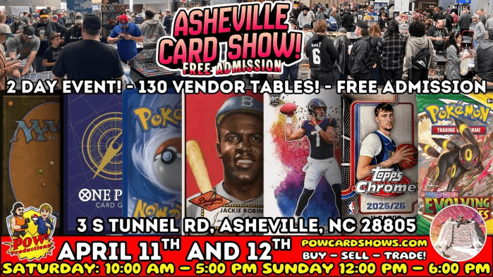 Asheville Card Show - FREE ADMISSION - Sports Cards, Pokemon, One Piece and MORE!