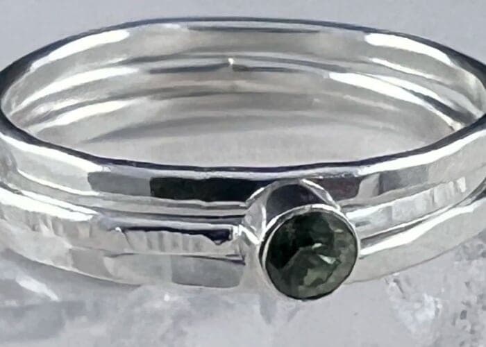 Silver Stacking Rings with Gemstone