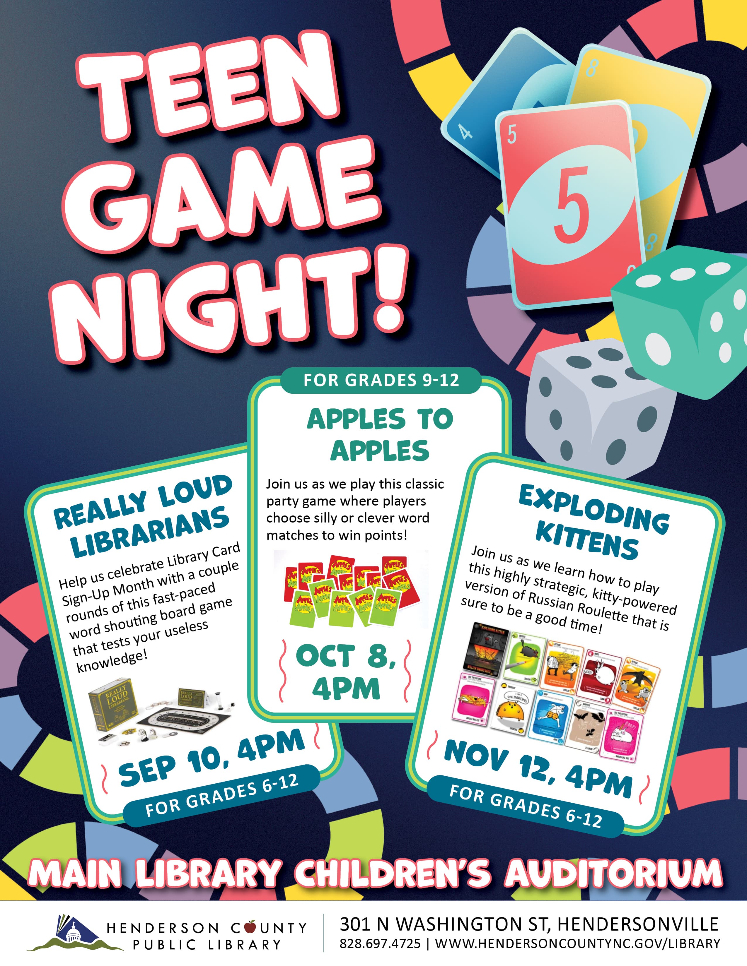 Teen Game Night- Exploding Kittens