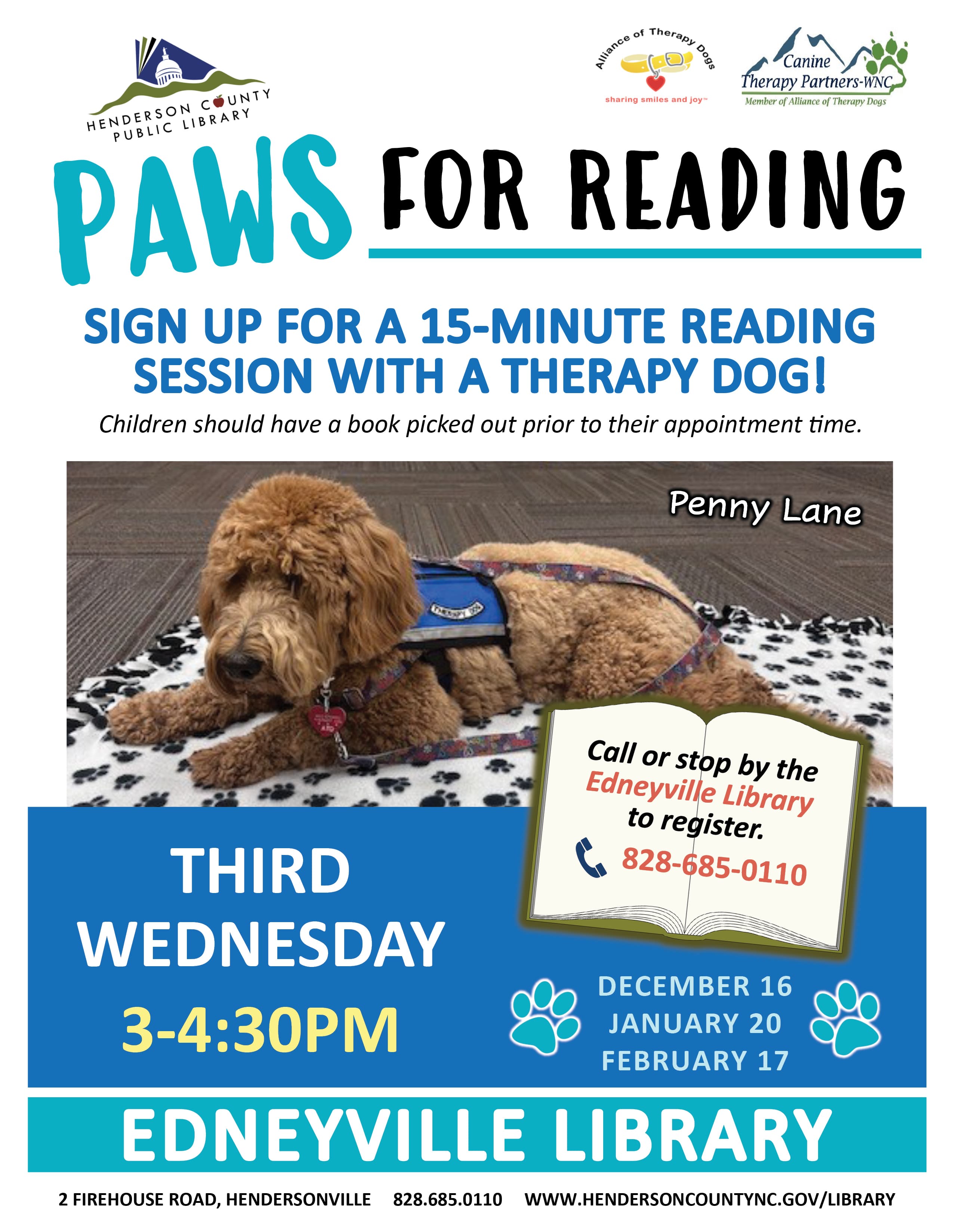PAWS for Reading at the Edneyville Library