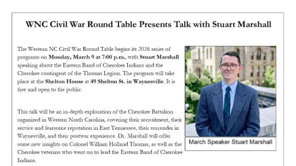 WNC Civil War Round Table Presents: Talk w/Stuart
