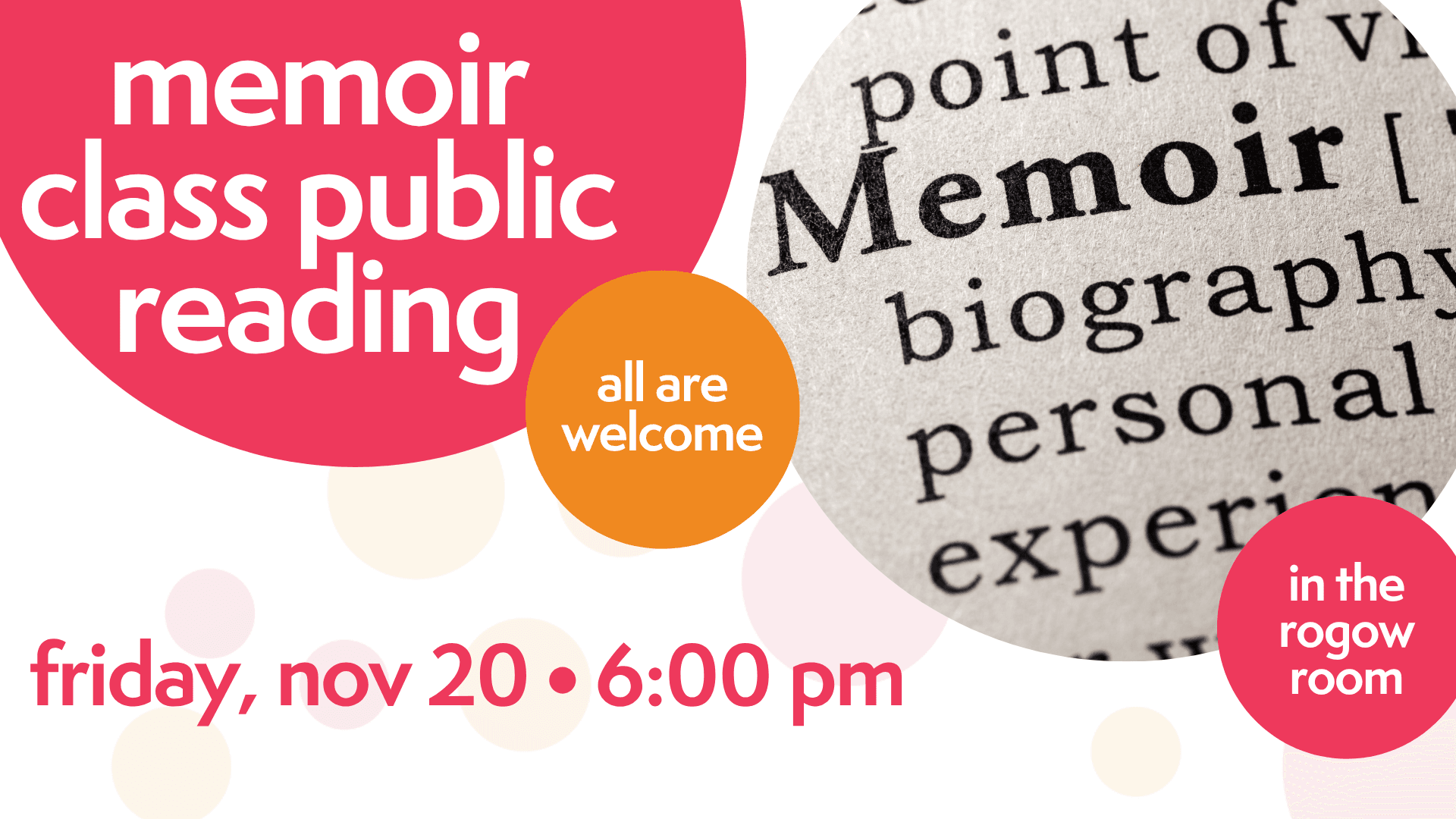 Memoir Class Public Reading