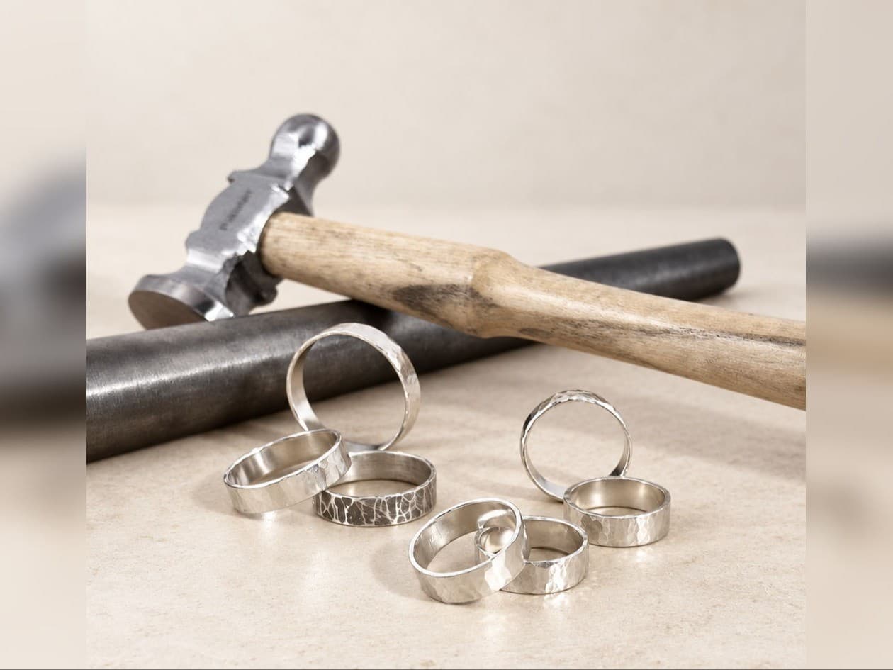 Hammered Wide Band Ring