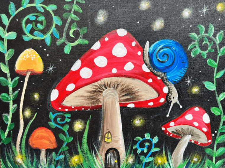 Wednesday Night Wine & Paint- Funky Mushrooms