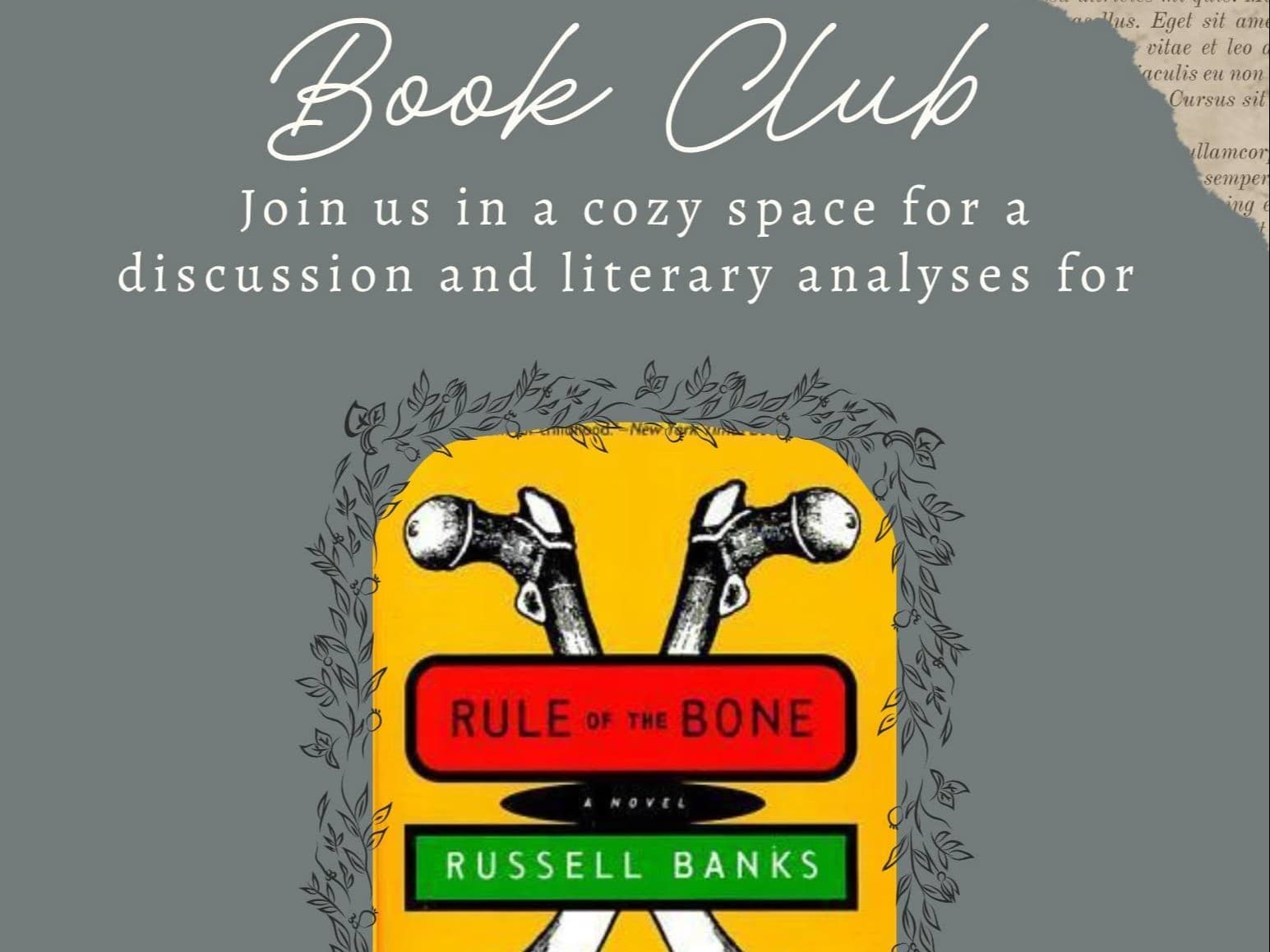 Book Club: Rule of the Bone at Plant Bar - West Asheville