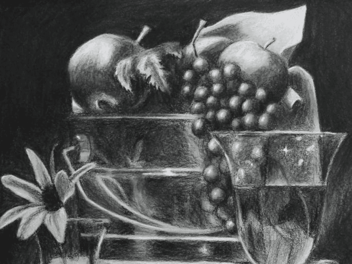 Still Life Drawing in Charcoal