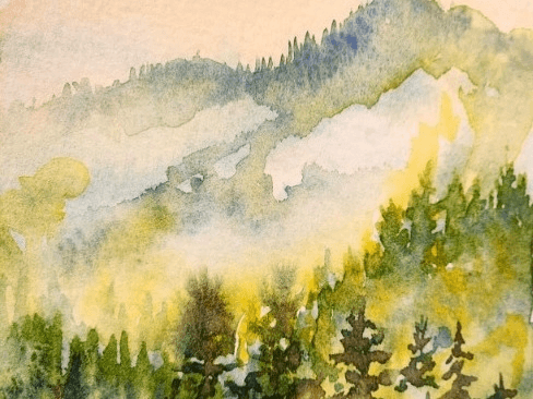 Misty Mountains in Watercolor