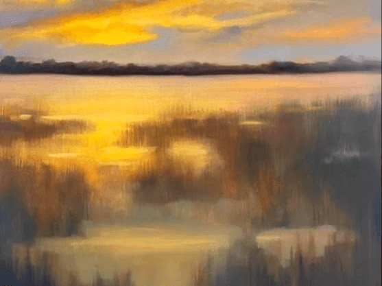 Landscape Painting in Oils -Sunset Marsh