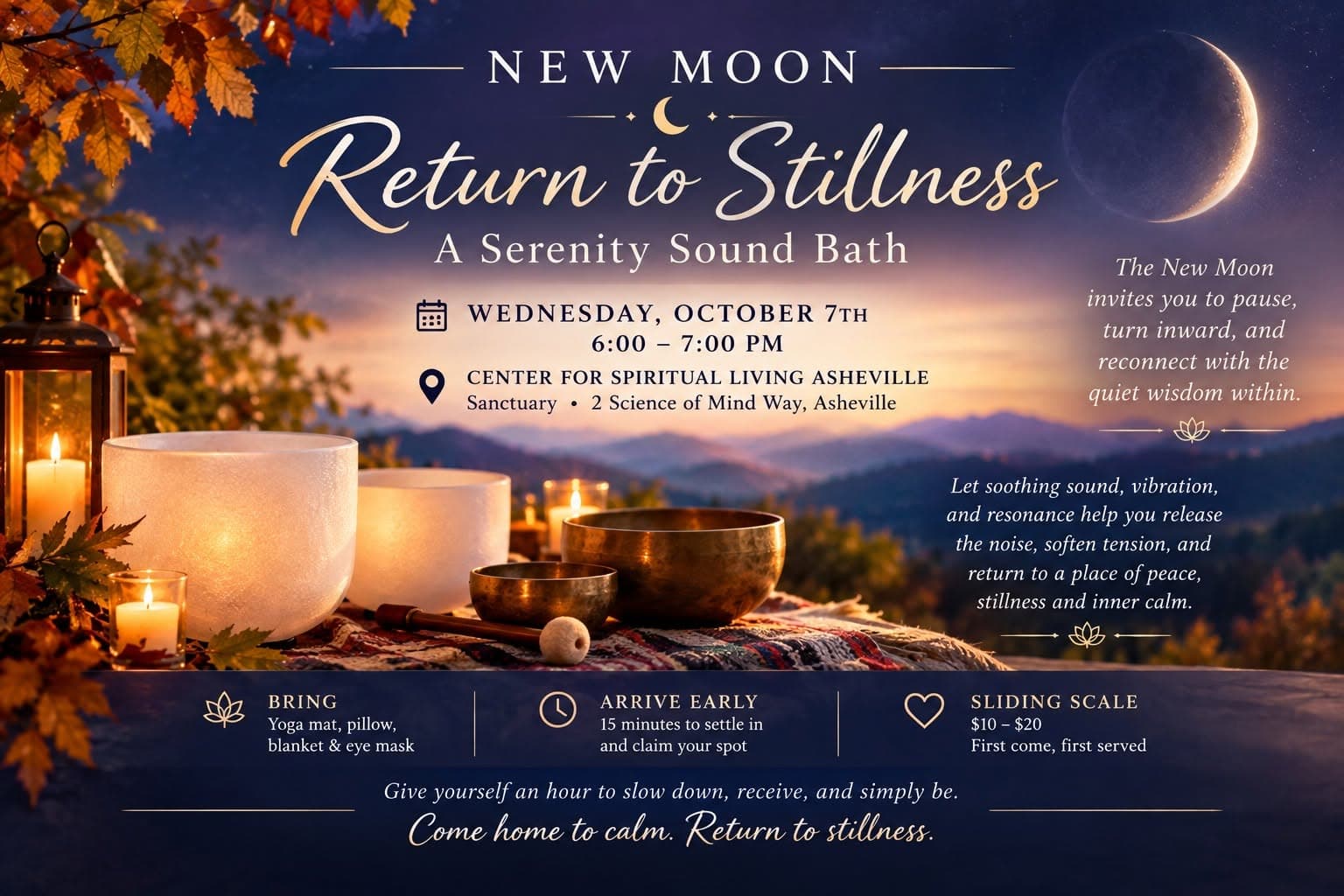 ๐โจ New Moon: Return to Stillness Sound Bath ๐โจ